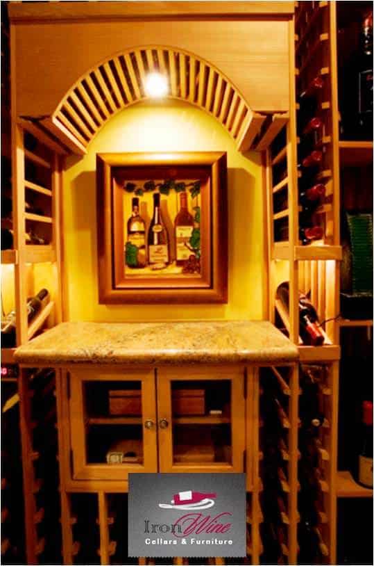 Unique Custom Home Wine Cellar Installed with Wooden Wine Racks from IronWine Cellars