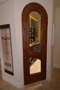 dark-brown-wood-finish-wine-cellar-door