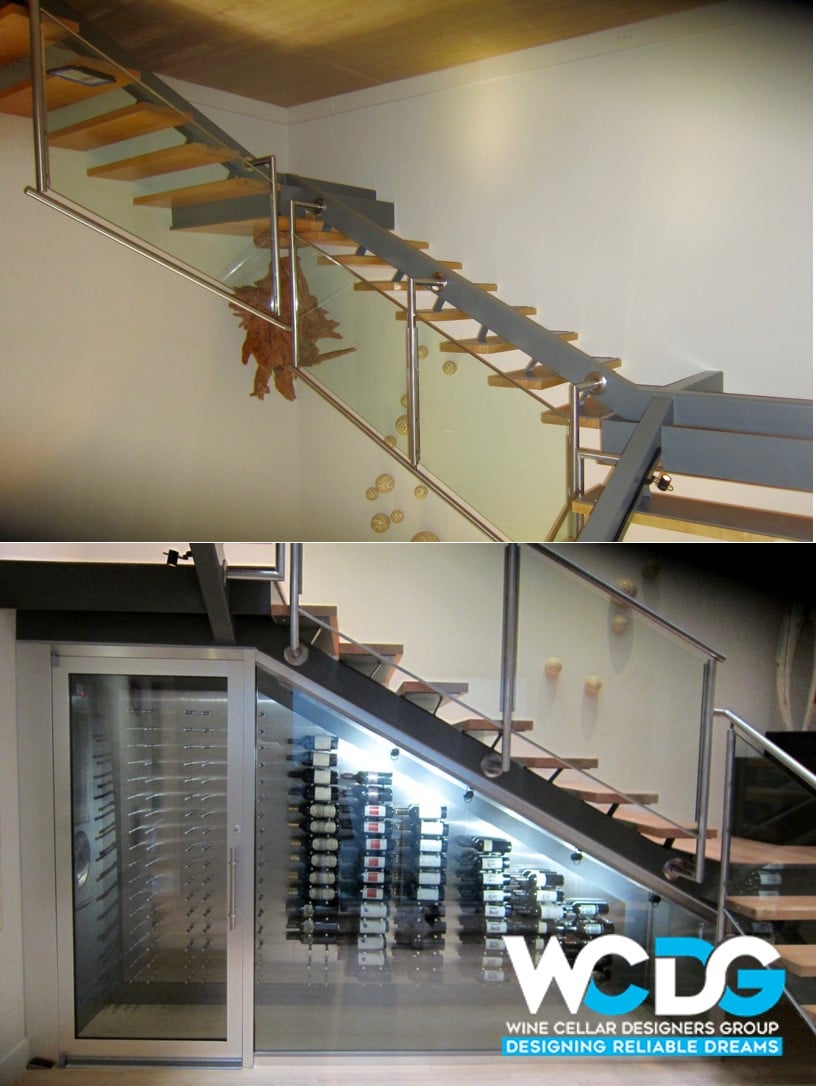 Contemporary Wine Cellar Under the Stairs