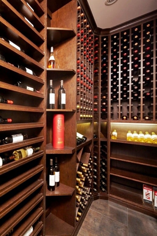 Custom Wine Cellar with Stylish Wine Racks Made from Oak