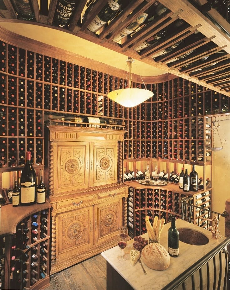 California Home Wine Cellar with Custom Cabinetry