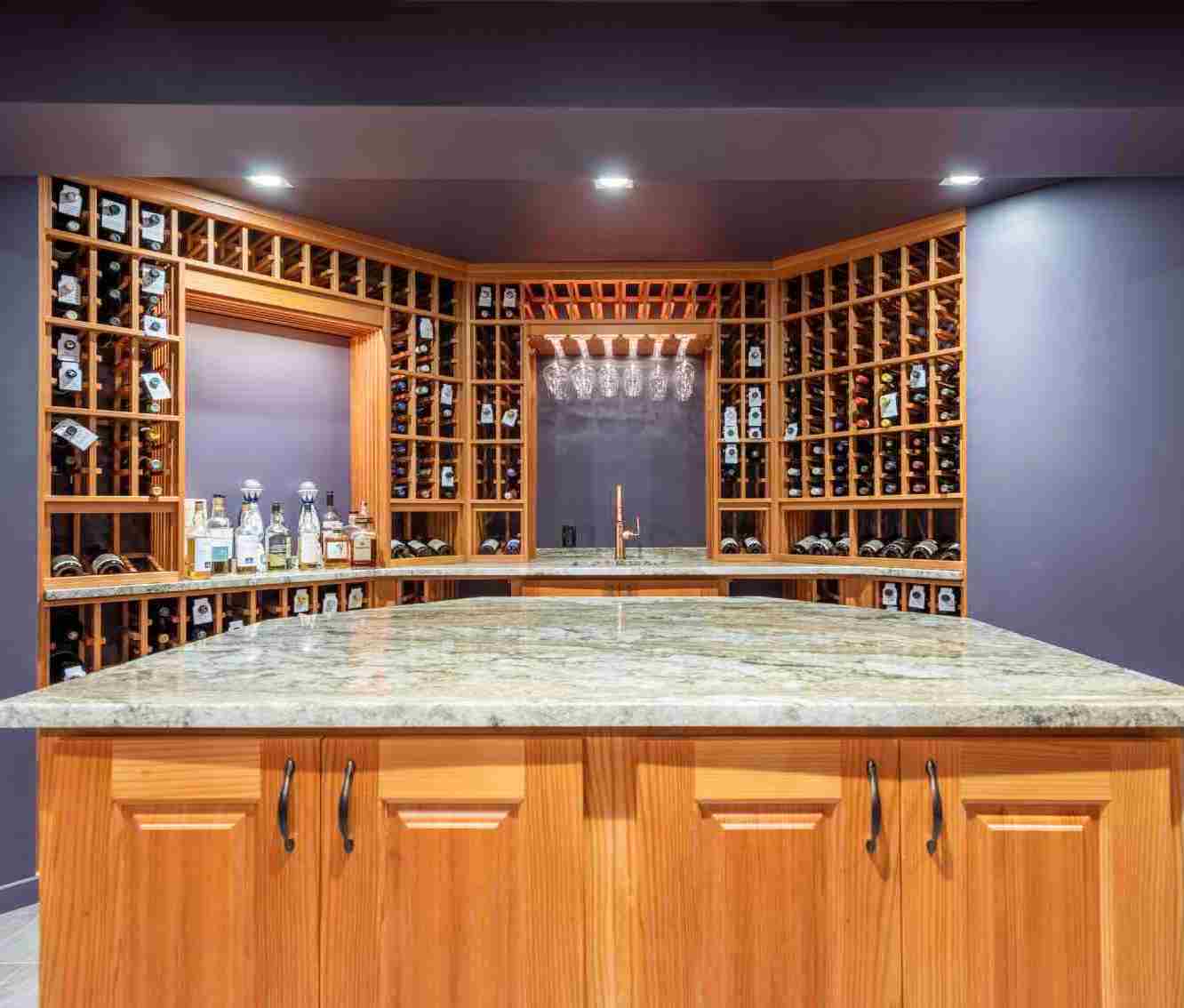 Rustic California Home Wine Cellar with Elegant Wood Wine Racks