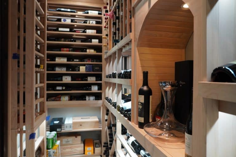 Stylish Wooden Wine Racks in a Traditional Home Wine Cellar 