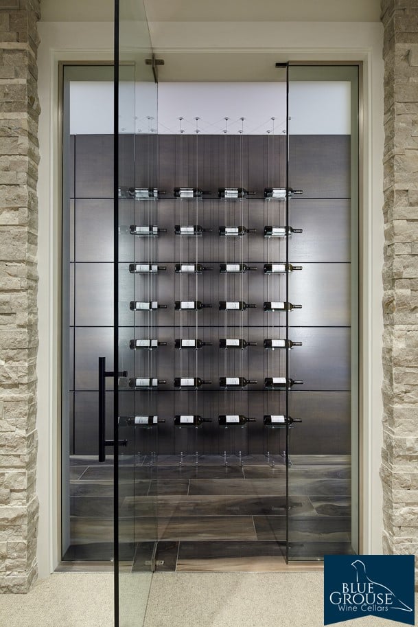 Custom Wine Cellar in Canada with Float Wine Display System Modern Wine Cellar Racks  