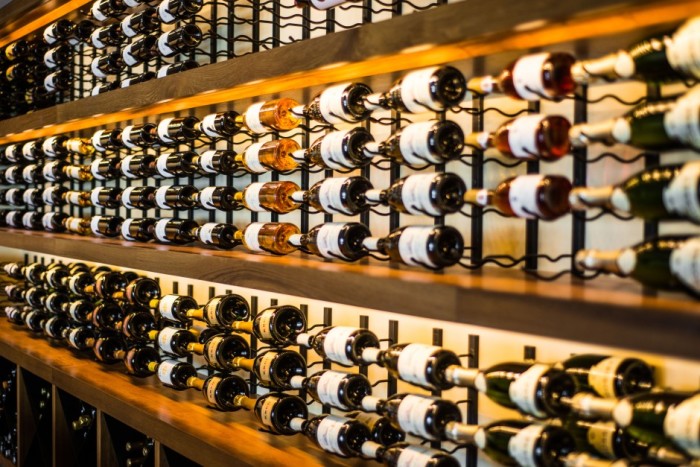 One of the Modern Commercial Wine Cellars Built by California Builders in a Restaurant