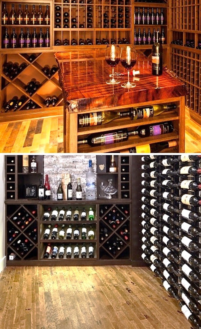 Exceptional Custom Wine Rooms with Wine Barrel Flooring