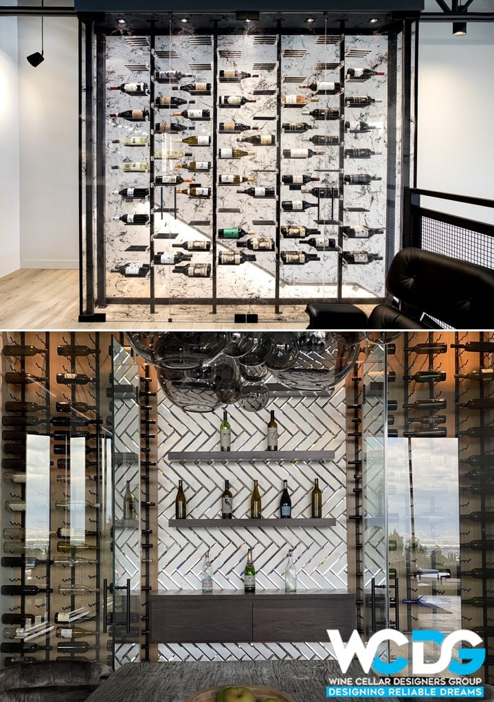 Contemporary Wine Rooms with Luxurious Wine Displays