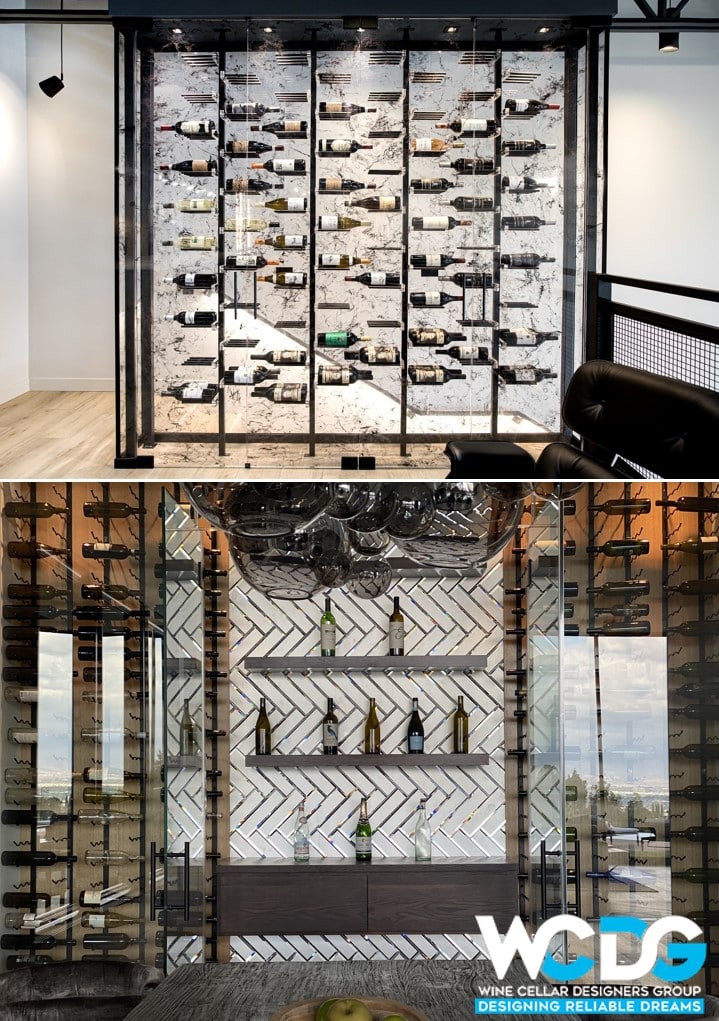 Contemporary Wine Rooms with Luxurious Wine Displays